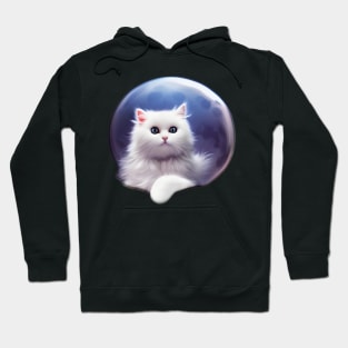 Angora Kitty Cat Under The Full Moon Hoodie